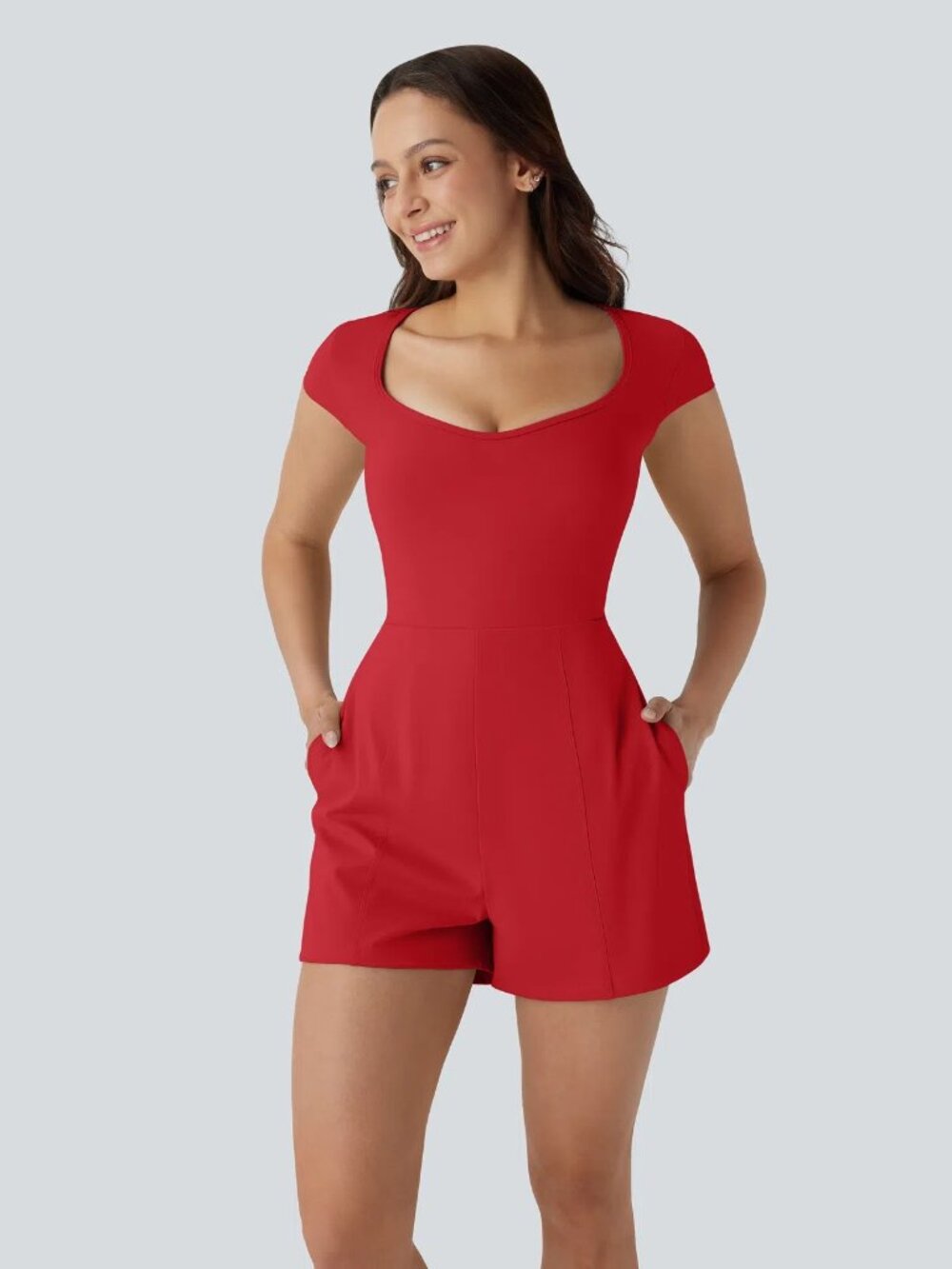 Halara LARGE SoftlyZero Airy Easy Peezy U-Neck Cap Sleeve Cool Touch Romper
